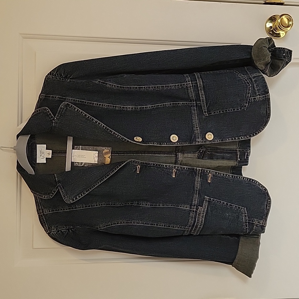 LOFT Dark Wash Denim Blazer Jacket